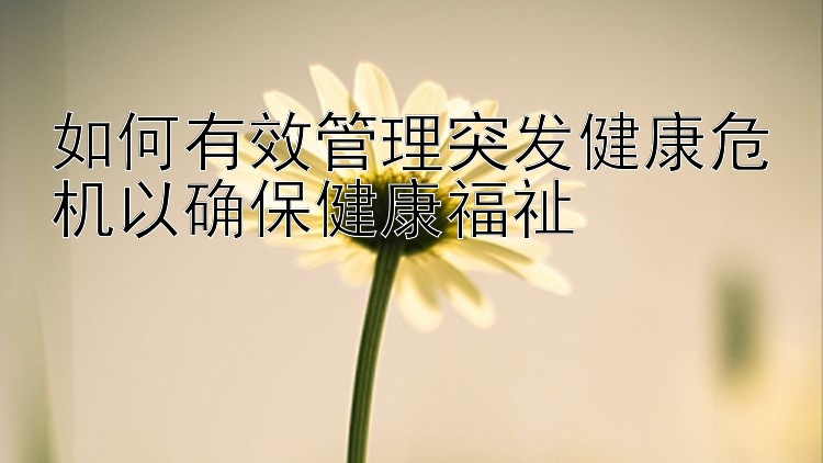 如何有效管理突发健康危机以确保健康福祉