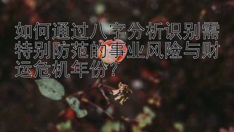 如何通过八字分析识别需特别防范的事业风险与财运危机年份？