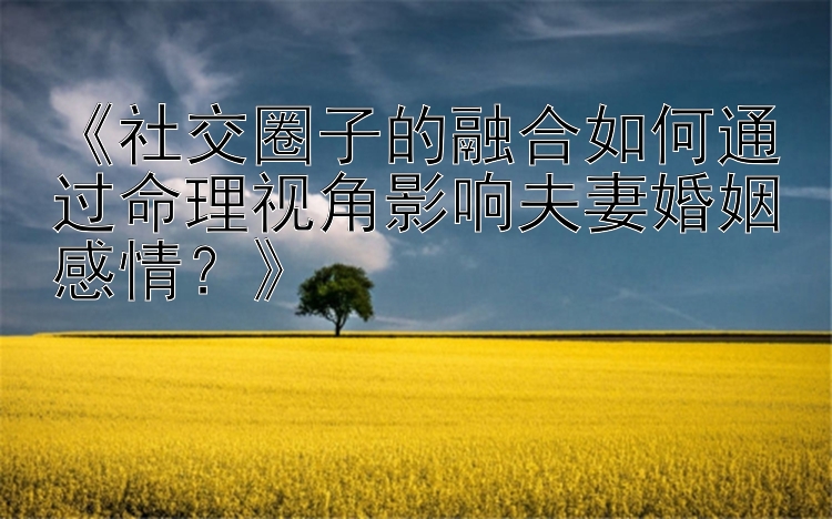 《社交圈子的融合如何通过命理视角影响夫妻婚姻感情？》