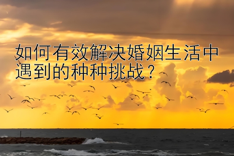 如何有效解决婚姻生活中遇到的种种挑战？