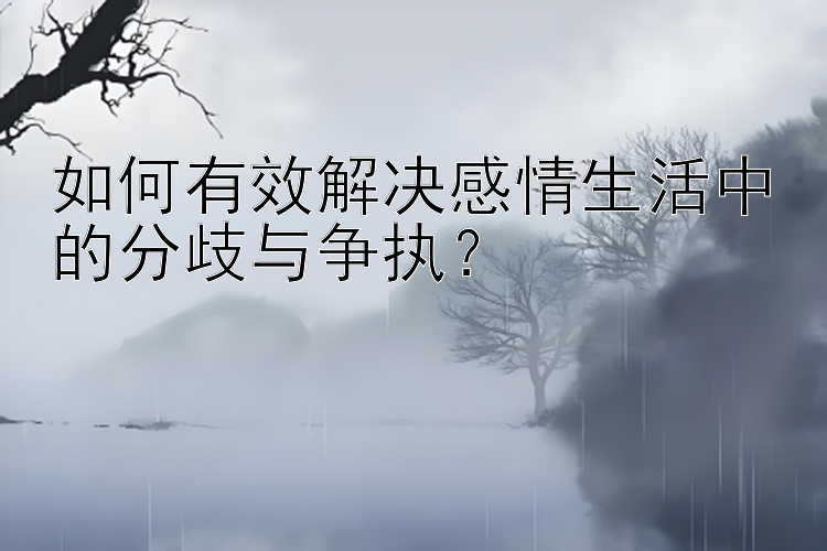 如何有效解决感情生活中的分歧与争执？