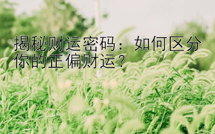 揭秘财运密码：如何区分你的正偏财运？