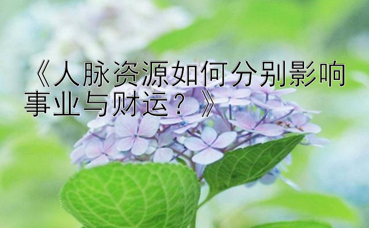 《人脉资源如何分别影响事业与财运？》