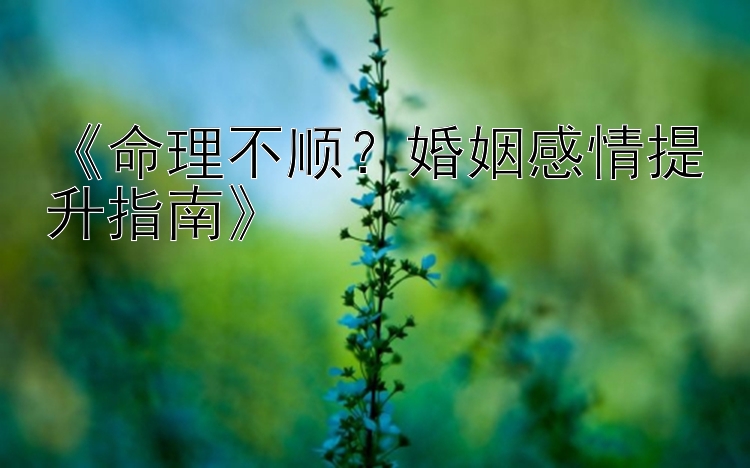 《命理不顺？婚姻感情提升指南》