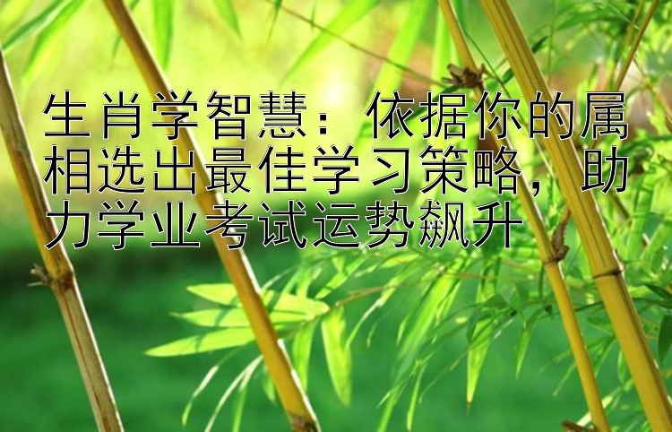 生肖学智慧：依据你的属相选出最佳学习策略，助力学业考试运势飙升