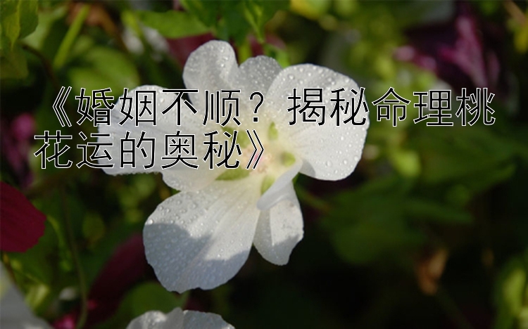 《婚姻不顺？揭秘命理桃花运的奥秘》