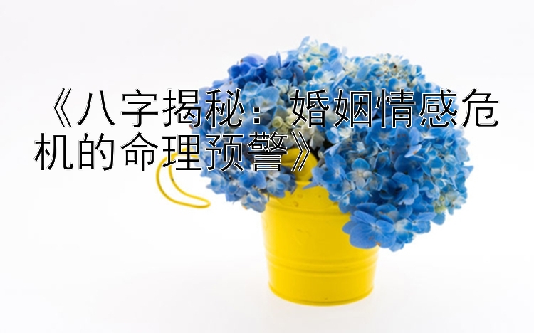 《八字揭秘：婚姻情感危机的命理预警》