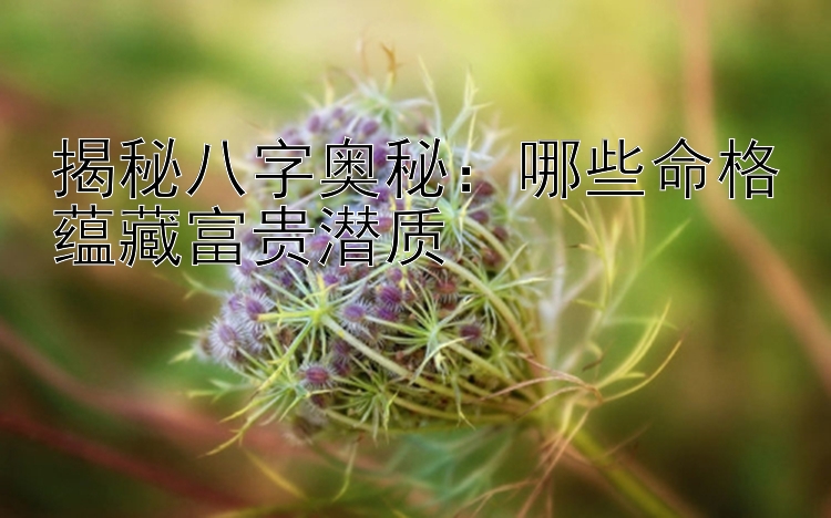 揭秘八字奥秘：哪些命格蕴藏富贵潜质