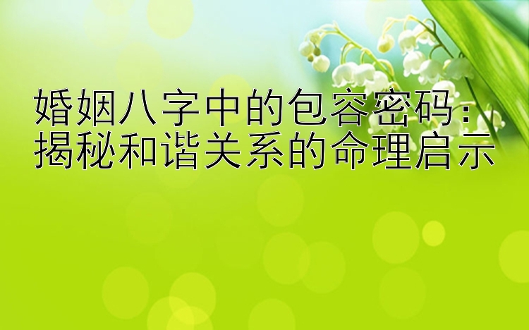 婚姻八字中的包容密码：揭秘和谐关系的命理启示