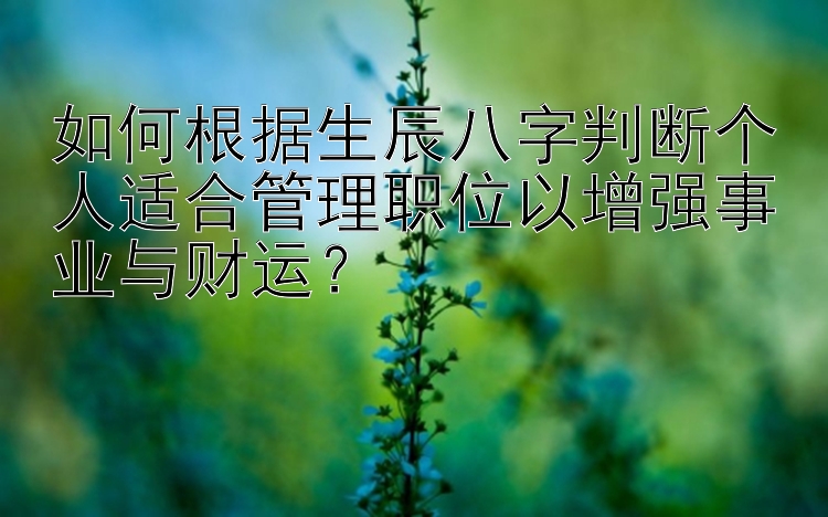 如何根据生辰八字判断个人适合管理职位以增强事业与财运？