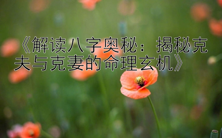 《解读八字奥秘：揭秘克夫与克妻的命理玄机》