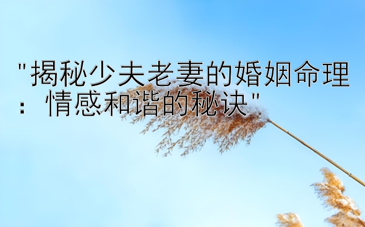 揭秘少夫老妻的婚姻命理：情感和谐的秘诀